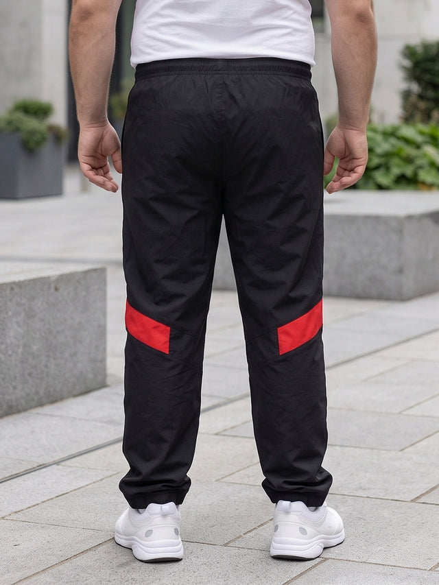 Men Plus Size Nightvault Black Solid Trackpants