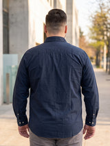 Men Plus Size Loungray Dark Grey Striped Shirts