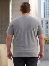 Men Plus Size Titanium Textured Round Neck Tshirt