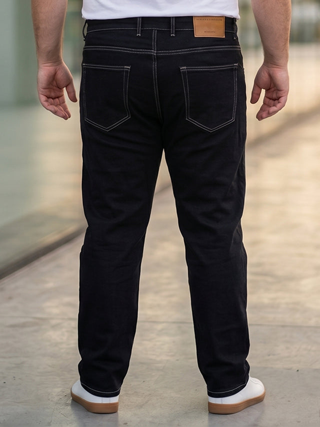 Men Plus Size Zetsu Black Solid Jeans
