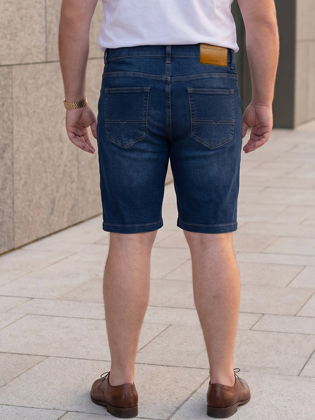 Men Plus Size Vigorous Navy Blue Solid Shorts
