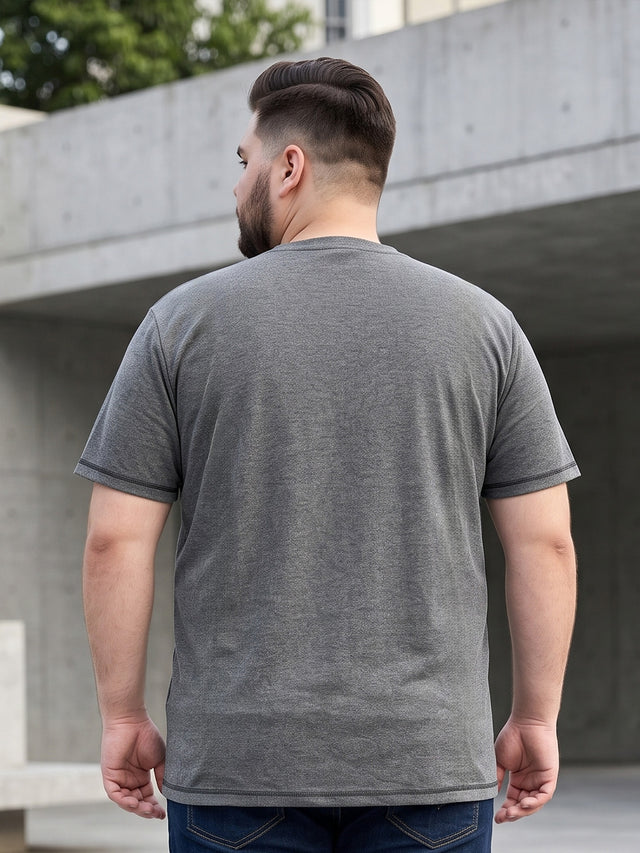 Men Plus Size Mettle Solid V-Neck Tshirt