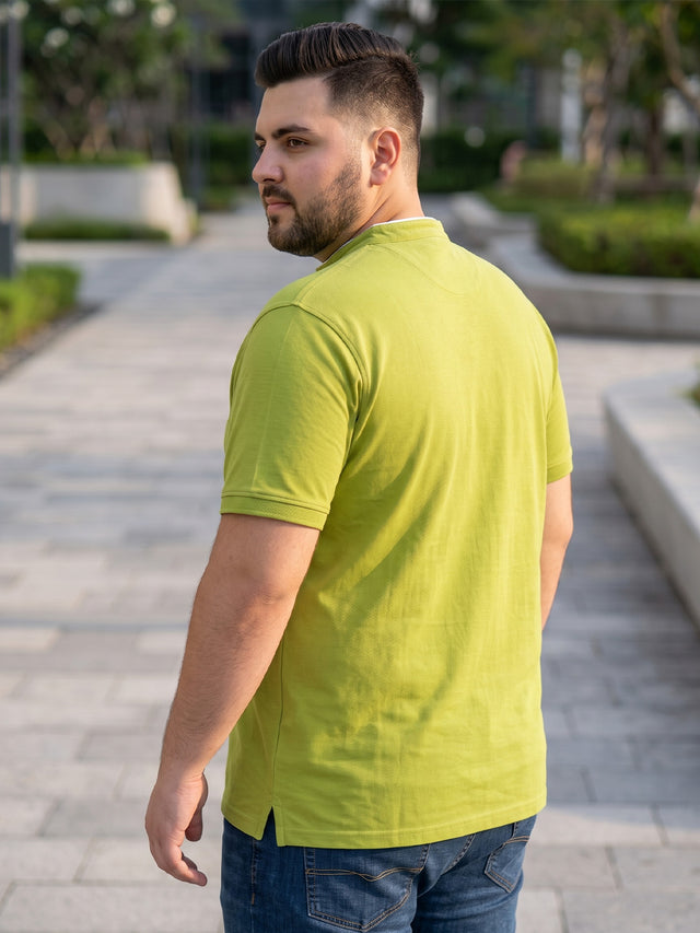 Men Plus Size Hemleys-Olive Solid Henley Tshirt