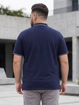 Men Plus Size Crikfow-Navy Solid Polo Tshirt