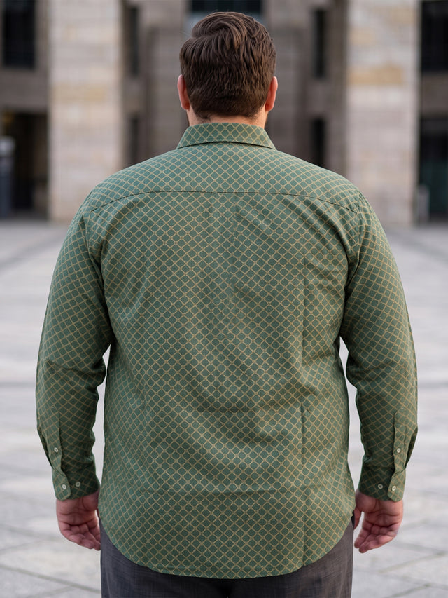Men Plus Size Diamint Green Printed Shirts