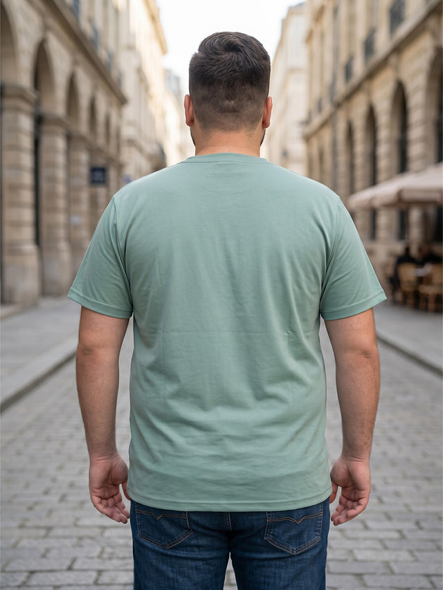 Men Plus Size Hiddenmist-Mint Green Solid Mint Green Round Neck Tshirt