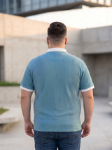 Men Plus Size Vora-Teal Teal Textured Polo T-Shirt