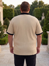 Men Plus Size Rexo-Beige Beige Textured Polo T-Shirt