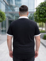 Men Plus Size Vora-Black Black Textured Polo T-Shirt