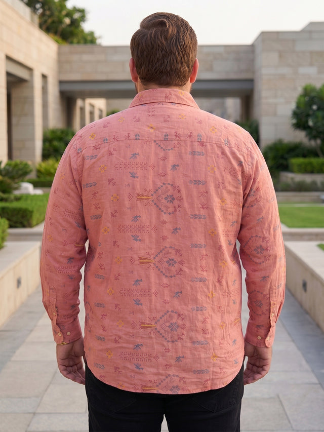 Men Plus Size Breezearrow Pink Abstract Shirts
