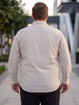 Men Plus Size Lattice Off White Printed Shirts