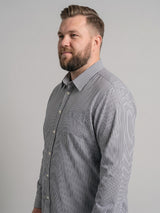 Men Plus Size Gunmetal Multi Striped Shirts