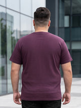 Men Plus Size Stark-Wine Wine Textured Round Neck Tshirts