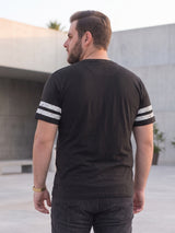 Men Plus Size Cady Black Printed Round Neck Tshirts