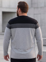 Men Plus Size Vagos Colorblock Henley Tshirt