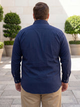 Men Plus Size Indigoze Navy Striped Shirts