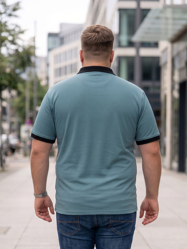 Men Plus Size Velric textured Sky Blue Polo Men Tshirt