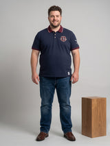 Men Plus Size Powernest Navy Blue Solid Polo