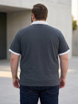 Men Plus Size Zeno-Grey Grey Textured Polo T-Shirt