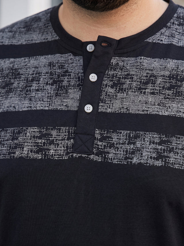 Men Plus Size Terrino Colorblock Henley Tshirt