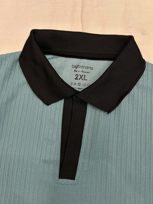 Men Plus Size Velric textured Sky Blue Polo Men Tshirt