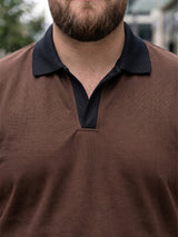 Men Plus Size Vitupera Brown textured Polo Tshirts