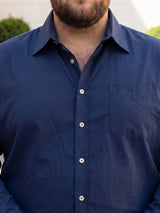 Men Plus Size Indigoze Navy Striped Shirts