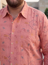 Men Plus Size Breezearrow Pink Abstract Shirts