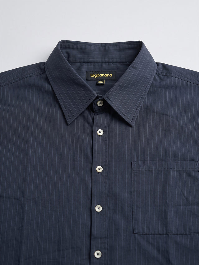 Men Plus Size Blackual Black Striped Shirts