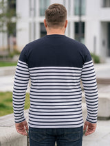 Men Plus Size Tito Striped Henley Tshirt