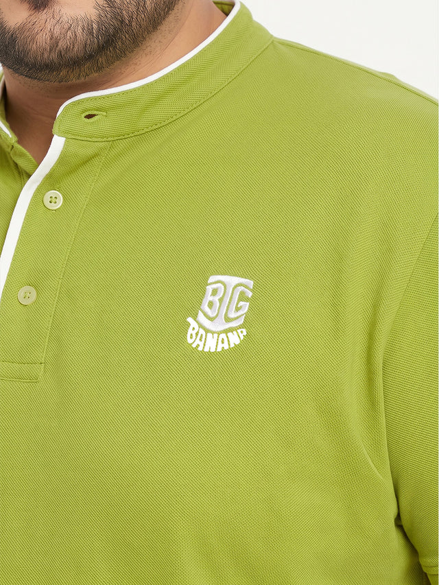 Men Plus Size Hemleys-Olive Solid Henley Tshirt