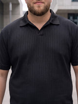 Men Plus Size Stalwar Black textured Polo Tshirts