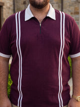 Men Plus Size Rexo-Maroon Maroon Textured Polo T-Shirt