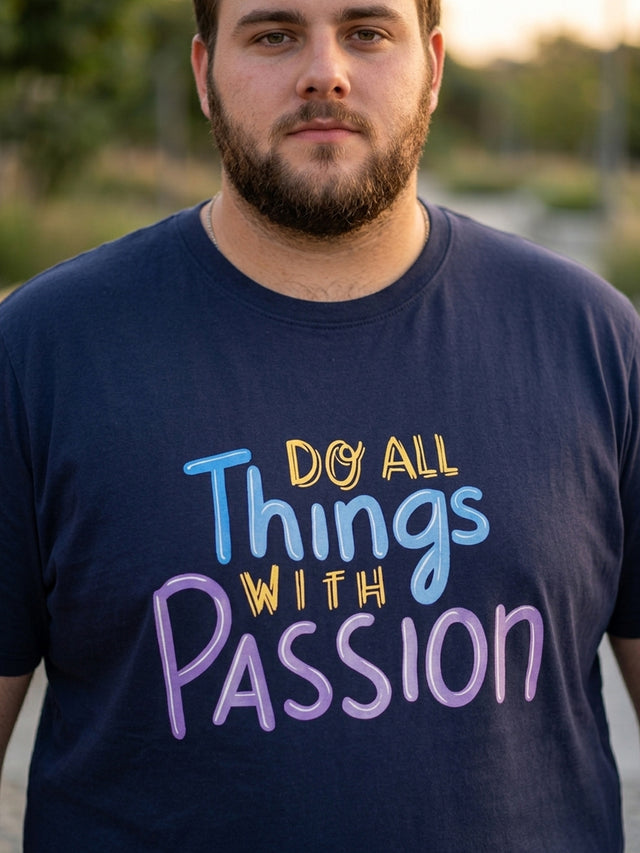 Men Plus Size Watt Printed Round Neck Tshirt