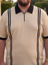 Men Plus Size Rexo-Beige Beige Textured Polo T-Shirt
