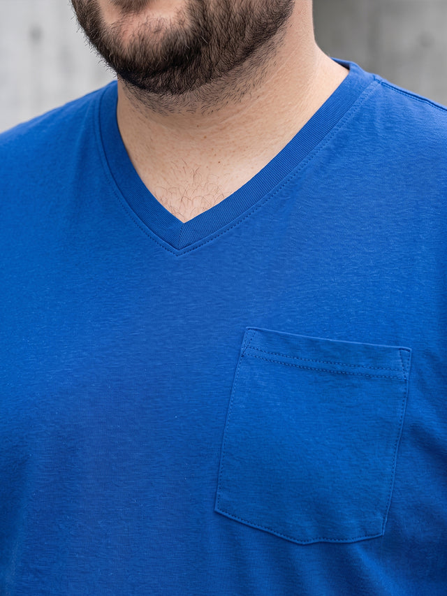 Men Plus Size Spoon Solid V-Neck Tshirt
