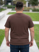Men Plus Size Stark-Brown Brown Textured Round Neck Tshirts