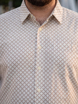 Men Plus Size Lattice Off White Printed Shirts