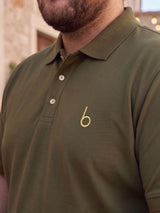 Men Plus Size Aura-Olive Solid Dark Olive Polo Men Tshirt