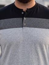 Men Plus Size Vagos Colorblock Henley Tshirt