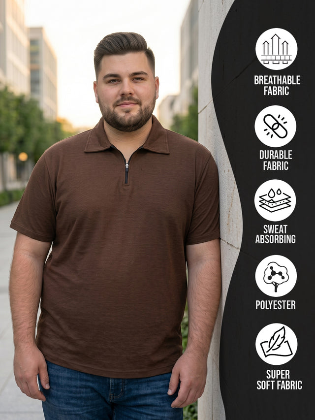 Men Plus Size Volzair Brown Polo Tshirts