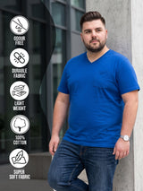 Men Plus Size Spoon Solid V-Neck Tshirt