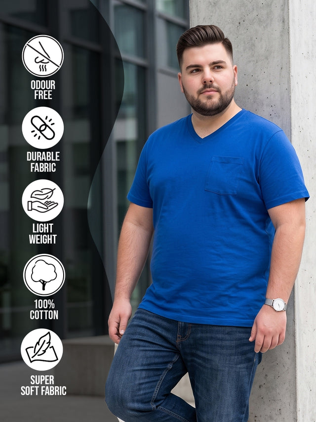 Men Plus Size Spoon Solid V-Neck Tshirt