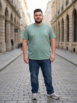 Men Plus Size Hiddenmist-Mint Green Solid Mint Green Round Neck Tshirt