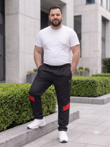 Men Plus Size Nightvault Black Solid Trackpants