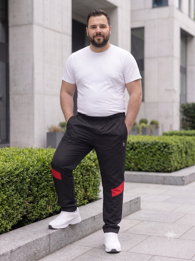 Men Plus Size Nightvault Black Solid Trackpants