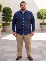 Men Plus Size Indigoze Navy Striped Shirts