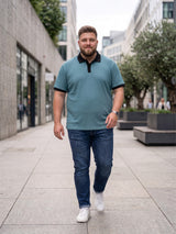 Men Plus Size Velric textured Sky Blue Polo Men Tshirt