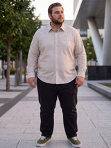 Men Plus Size Lattice Off White Printed Shirts