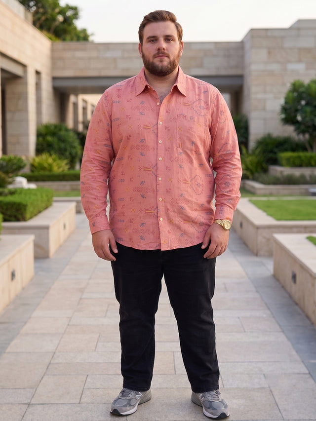 Men Plus Size Breezearrow Pink Abstract Shirts